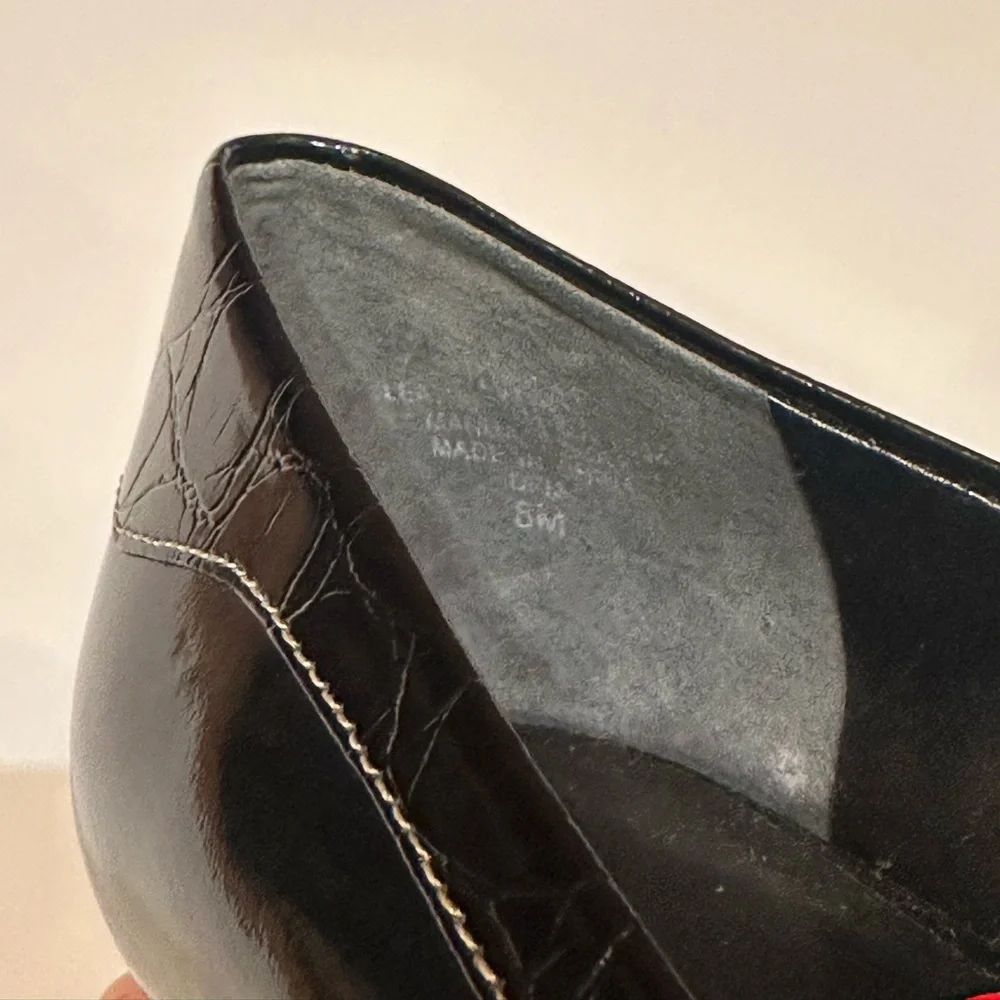 Vintage NWT Joan & David Black Croc-Embossed Low-Heeled Loafers - Picture 7 of 7